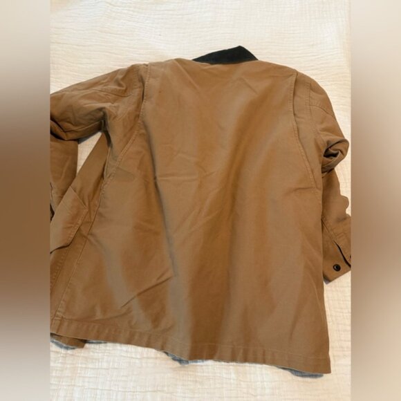 LL Bean Chore Barn Tan Jacket with Brown Collar EUC 2708 - Picture 12 of 13